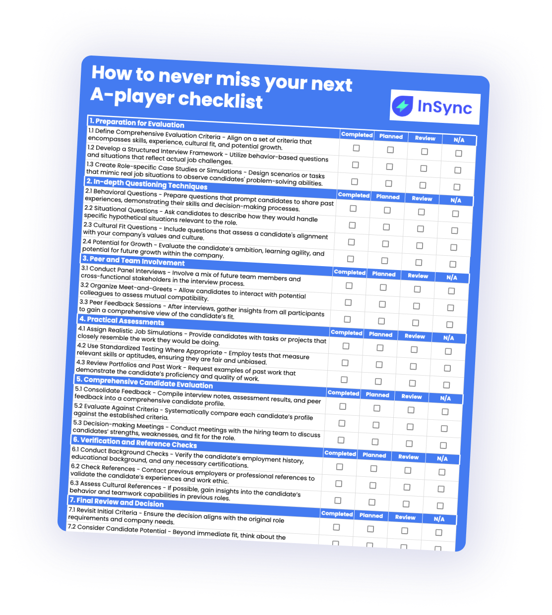 Never miss an A-player checklist